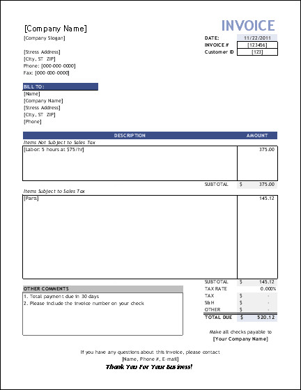 Service Invoice Template for Consultants and Service Providers