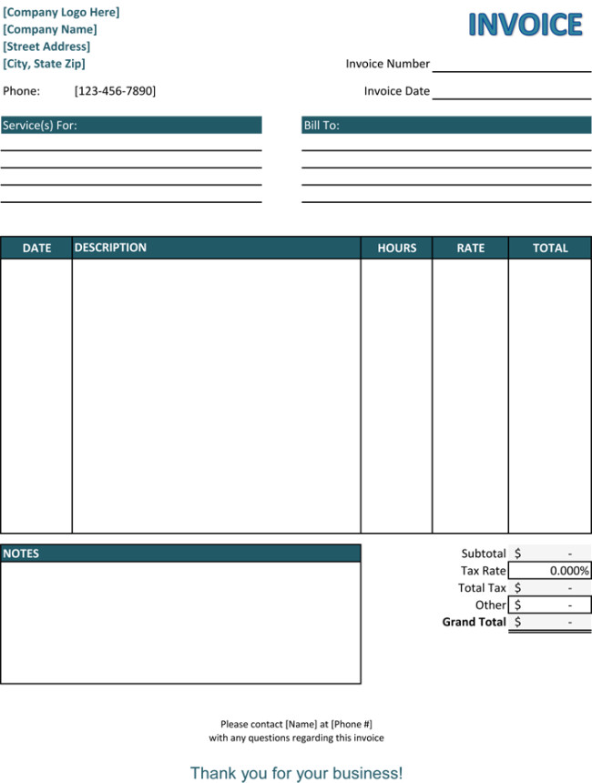 5 Service Invoice Templates For Word and Excel