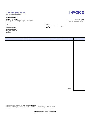Invoice Form Word Service Invoice Format