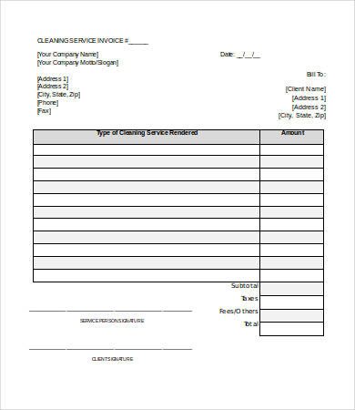 Service Invoice Template Word 7 Free Word Documents