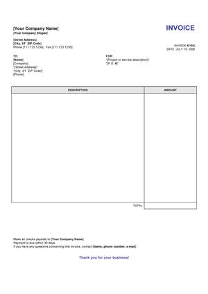 Service Invoice Template Word