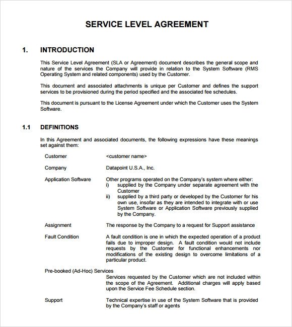 18 Service Level Agreement Samples Word PDF