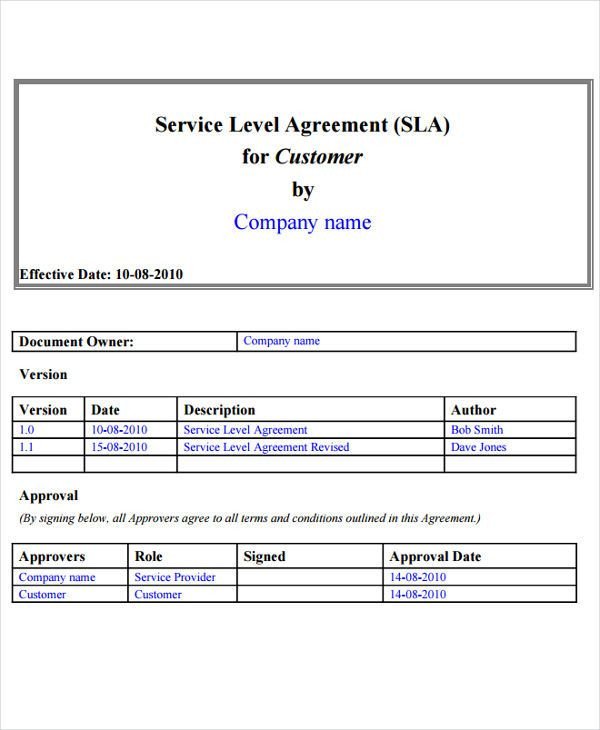 9 Service Level Agreement Templates Free Word PDF