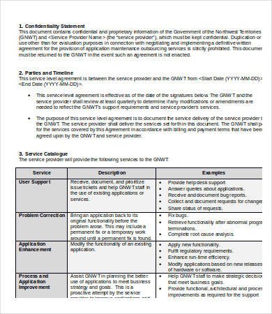 Service Level Agreement Template 20 Free Word PDF
