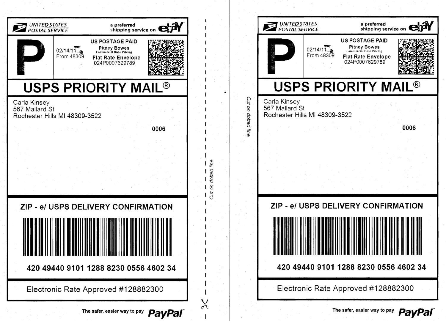 Shipping Label Template Usps