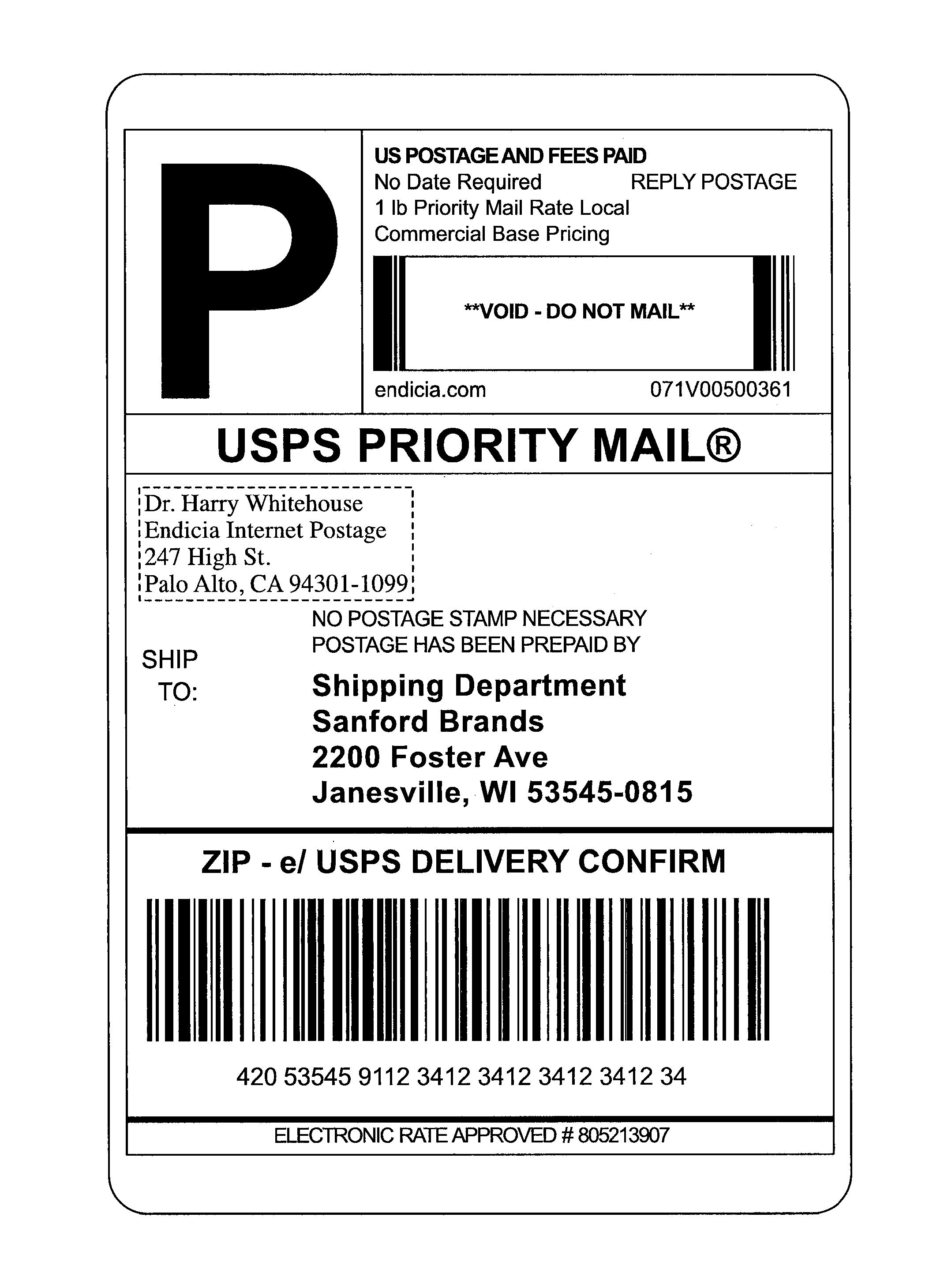 Shipping Label Template Usps