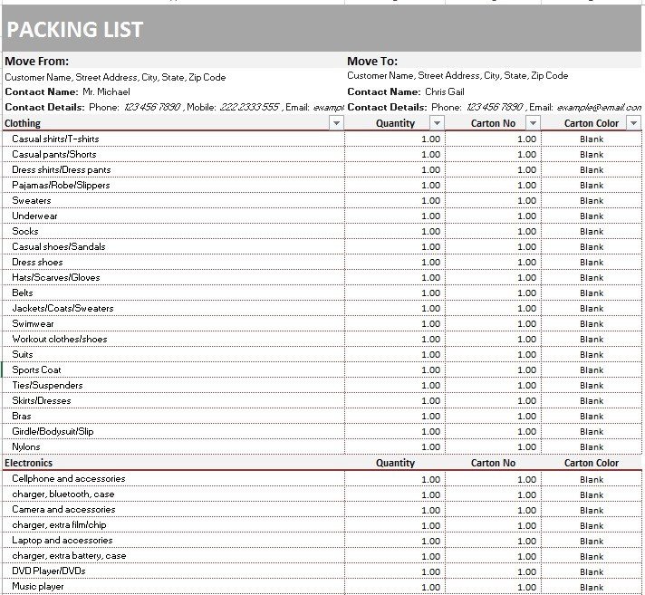 8 Free Sample Shipping Packing List Templates Printable