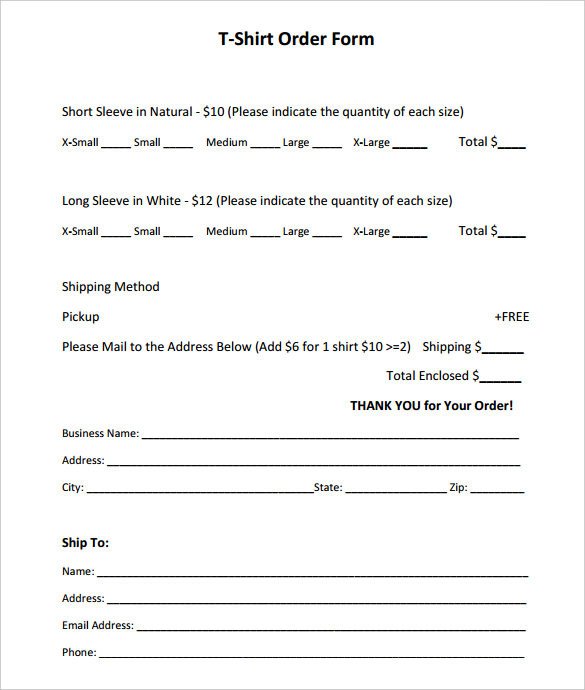 26 T Shirt Order Form Templates PDF DOC
