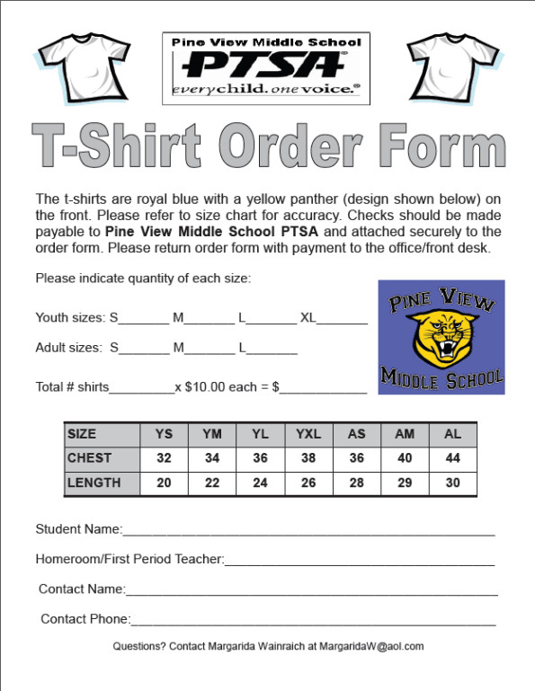 Printable T Shirt Order Forms Templates Excel Template