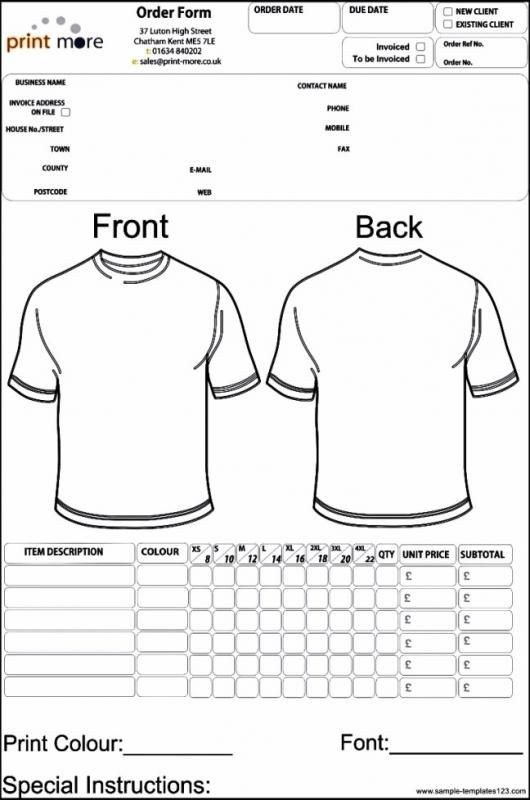 Apparel Order Form Template template