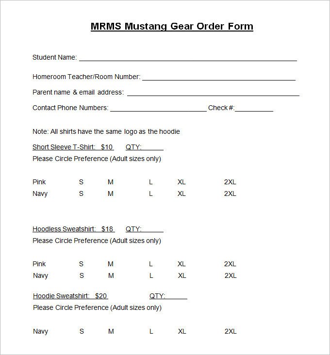 T Shirt Order Form Template 26 Free Word PDF Format