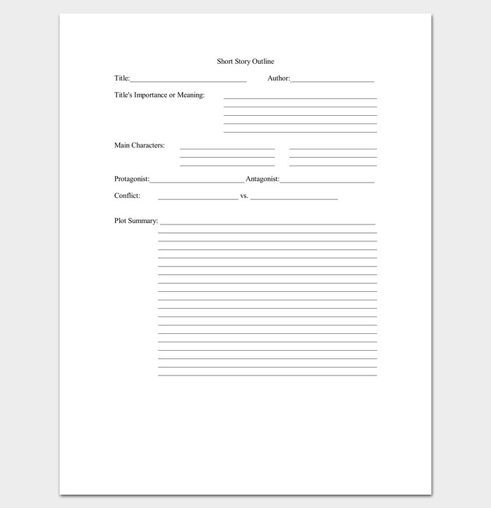 Short Story Outline Template 7 Worksheets for Word PDF