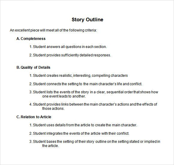 Story Outline Sample 9 Documents in PDF Word
