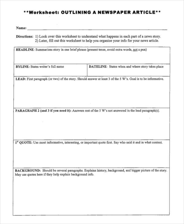 Story Outline Template 6 Free Word PDF Document