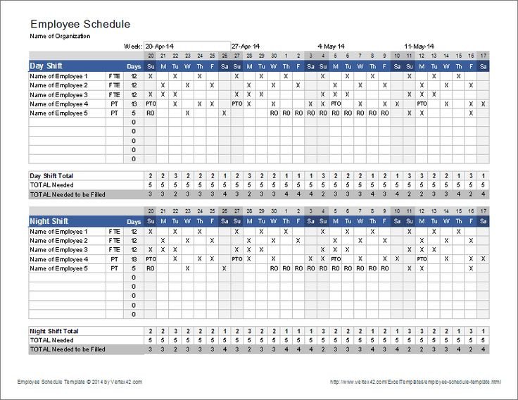 Download the Employee Schedule Template from Vertex42