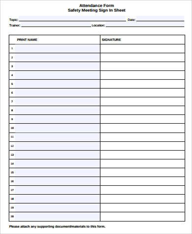Sample Meeting Sign in Sheet 8 Examples in Word PDF