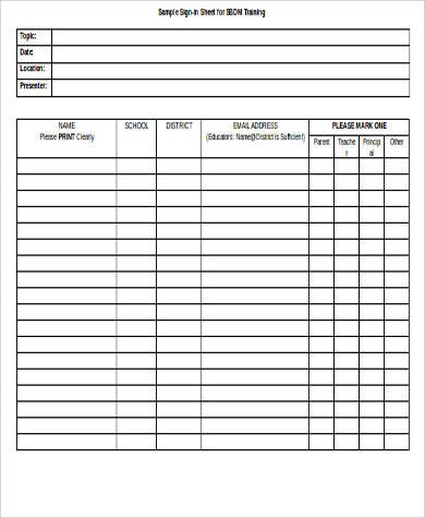 Sign In Sheet Sample in Word 9 Examples in Word