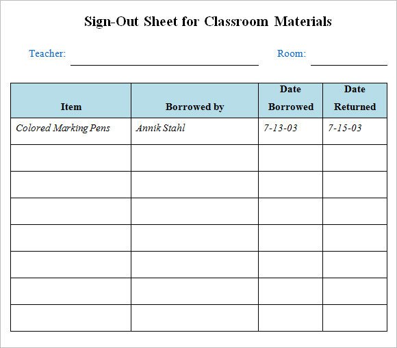 12 Sign Out Sheet Templates – Free Samples Examples