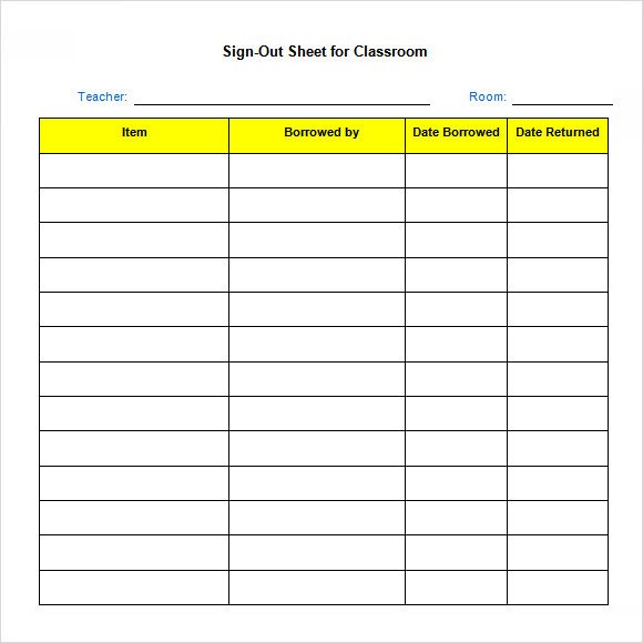 13 Sign Out Sheet Templates PDF Word Excel