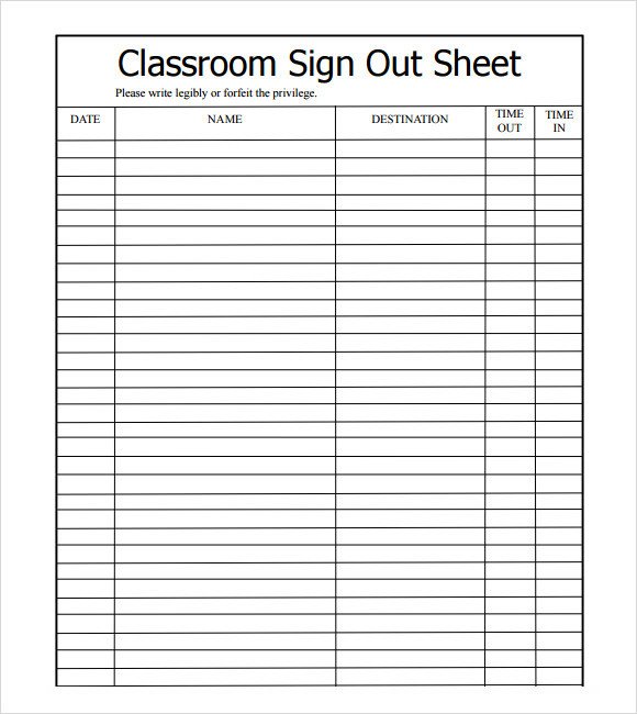 13 Sign Out Sheet Templates PDF Word Excel
