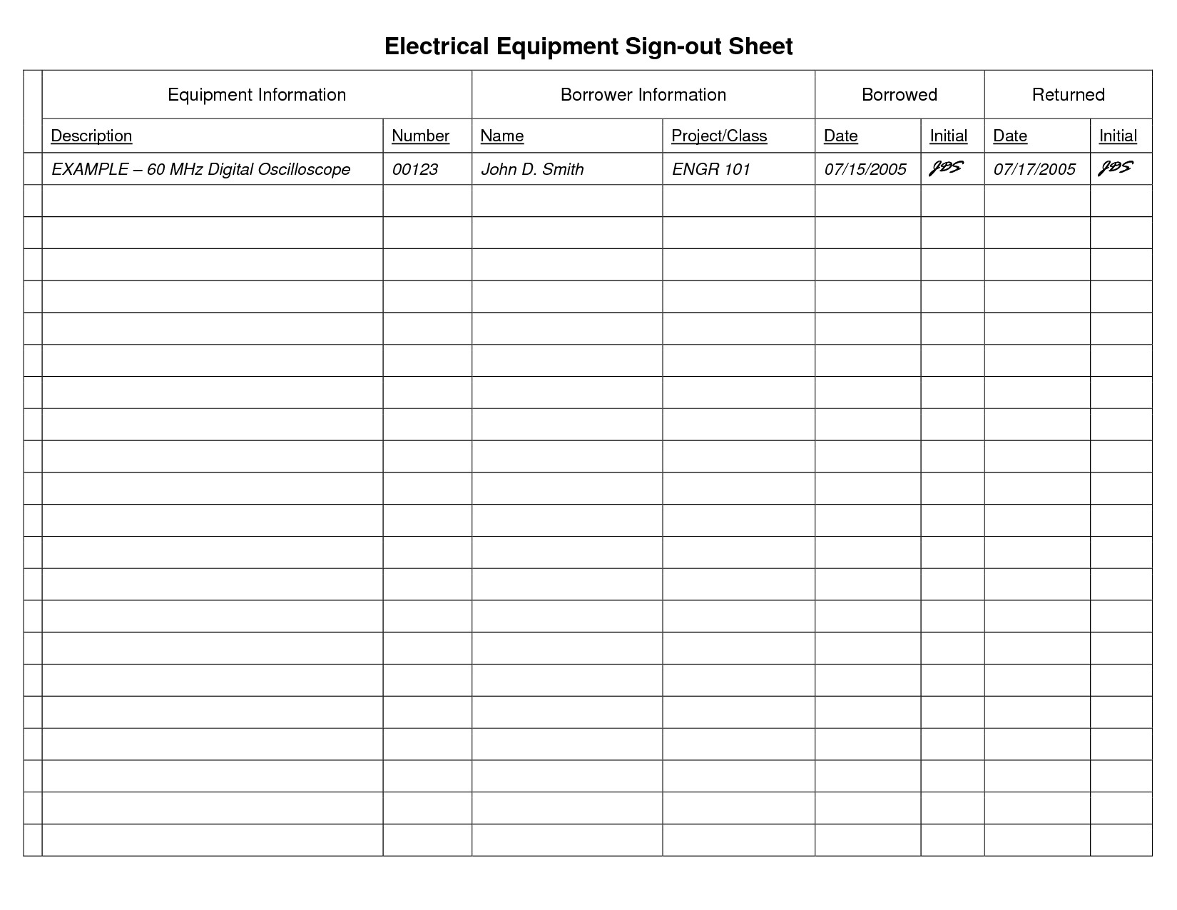 8 Best of Sign Out Sheet Template Printable Free