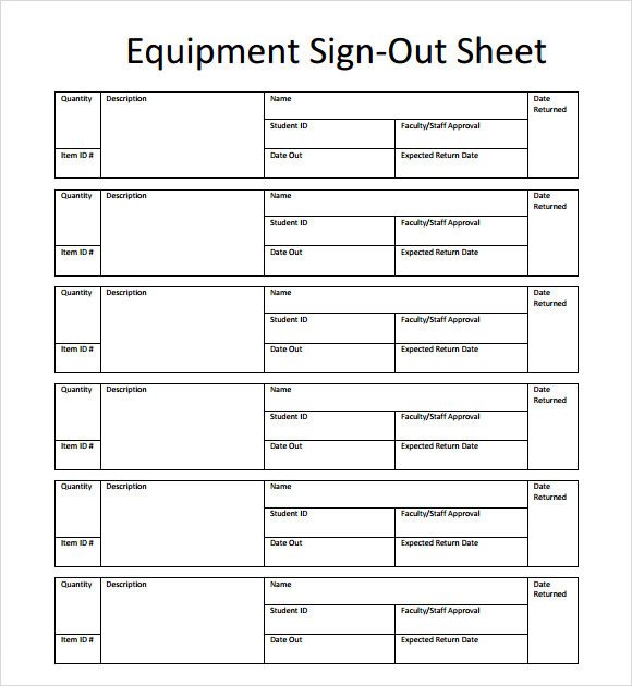 Sample Sign Out Sheet Template 8 Free Documents