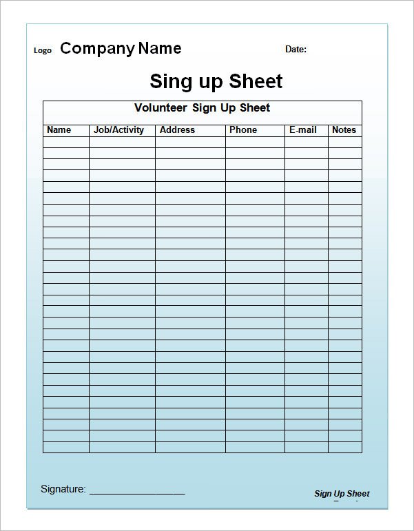 23 Sample Sign Up Sheet Templates PDF Word Pages Excel