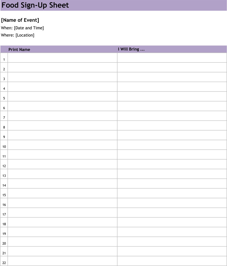 26 Free Sign Up Sheet Templates Excel & Word
