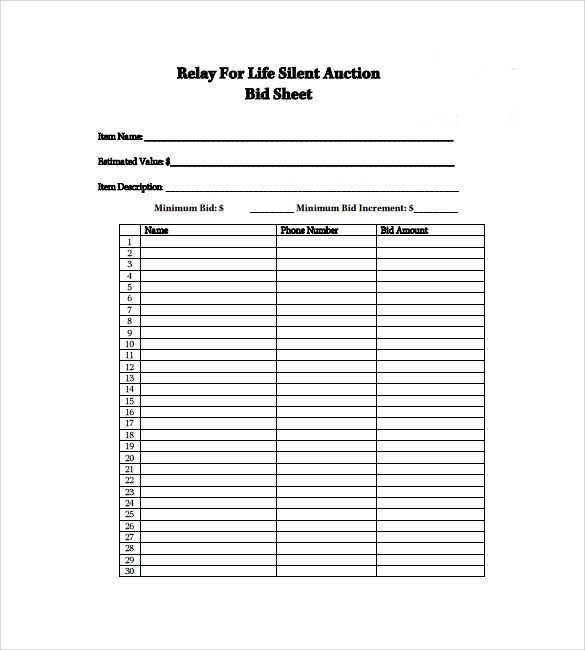20 Sample Silent Auction Bid Sheet Templates to Download