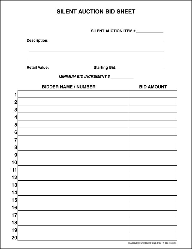 30 Silent Auction Bid Sheet Templates [Word Excel PDF]