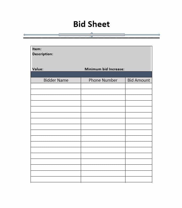 40 Silent Auction Bid Sheet Templates [Word Excel]