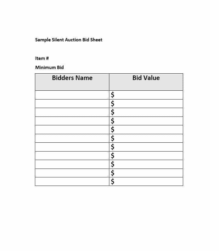 40 Silent Auction Bid Sheet Templates [Word Excel