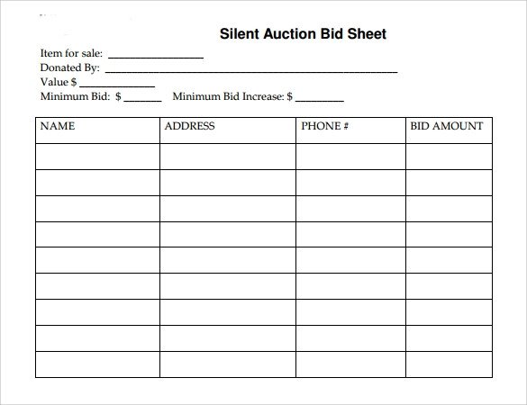 20 Sample Silent Auction Bid Sheet Templates to Download