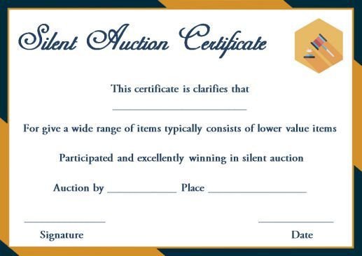 Silent Auction Winner Certificate Template Explore Best