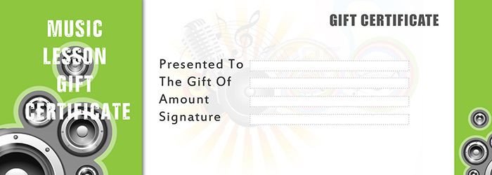 Music Lesson Gift Certificate Template Free Gift