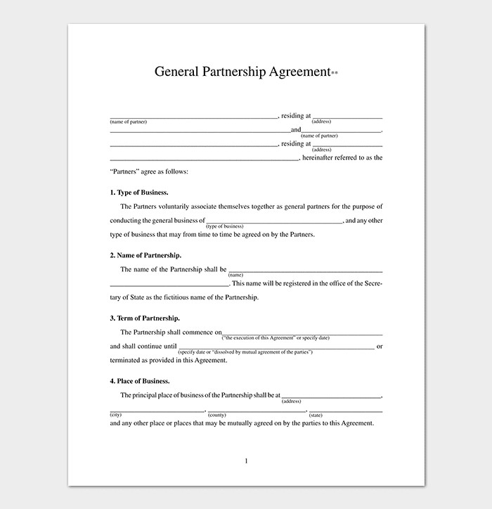 Partnership Agreement Template 12 Agreements for Word