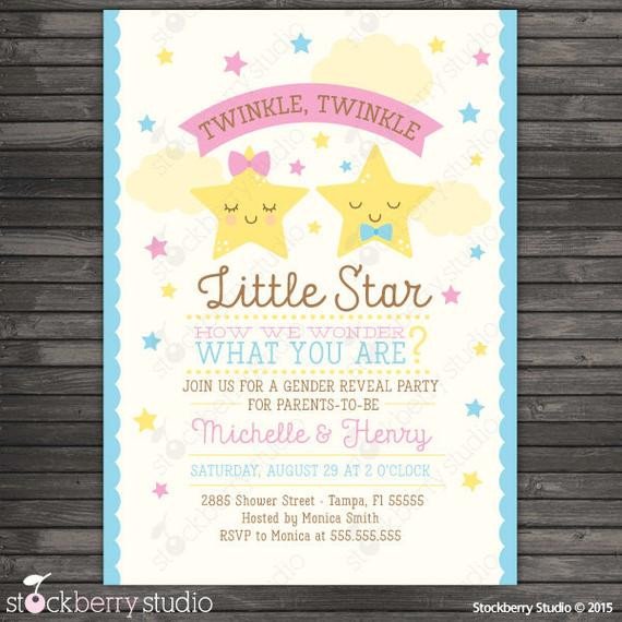Gender Reveal Party Invitation Printable Twinkle Twinkle