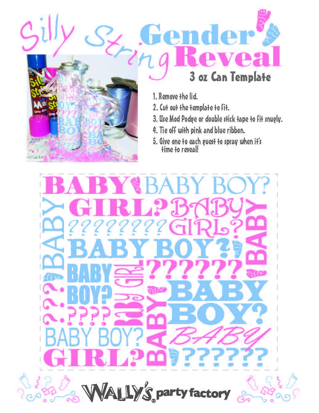 Printable for silly string cans Gender reveal