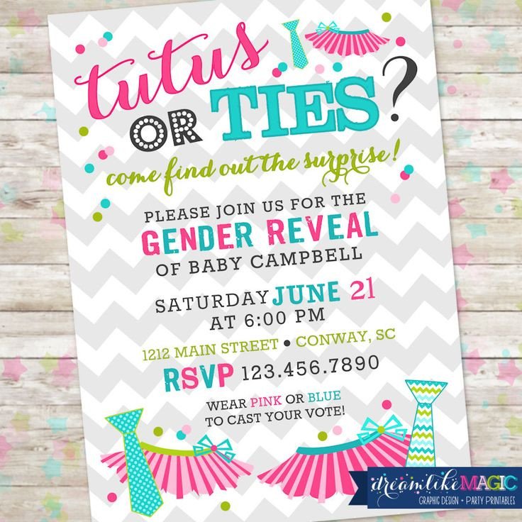 Tutus or Ties Gender Reveal Invite Gender Reveal Party