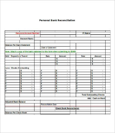 Bank Reconciliation Template 11 Free Excel PDF