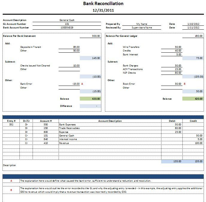 Free Excel Bank Reconciliation Template Download