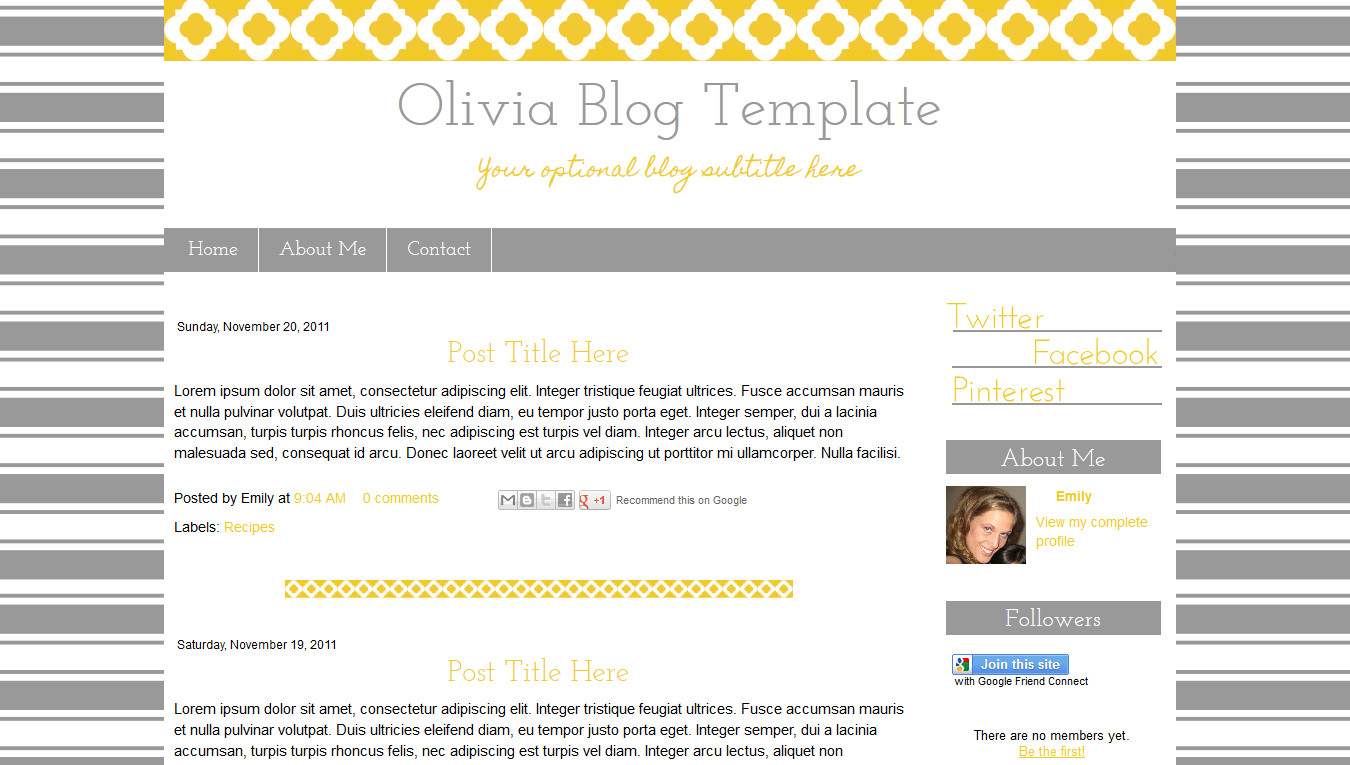 Simple Blogger Blog Templates Category