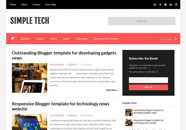 Simple Tech Blogger Template 2014 Free Download