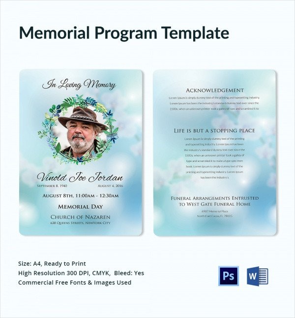 16 Sample Memorial Program Templates Free Sample