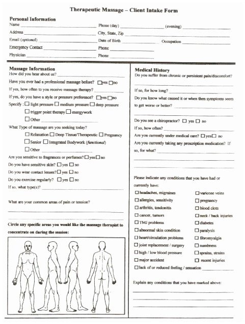 10 Physical therapy Intake form Template Jruai
