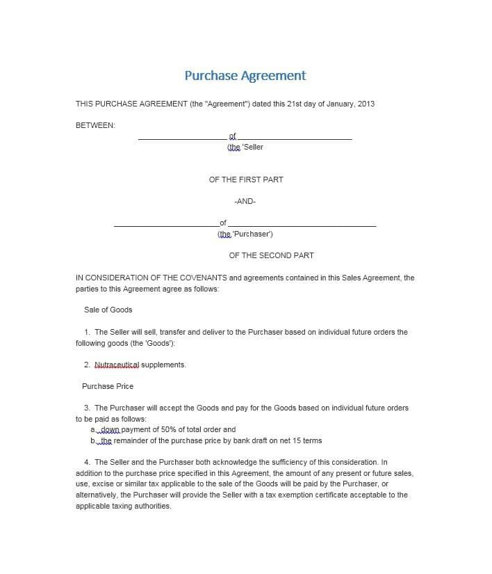 37 Simple Purchase Agreement Templates [Real Estate Business]