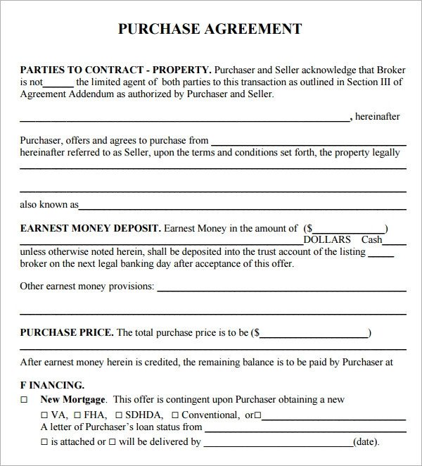 Purchase Agreement 15 Download Free Documents in PDF Word