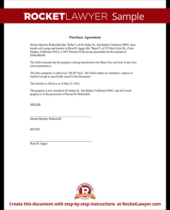 Purchase Agreement Template Sale Agreement Form