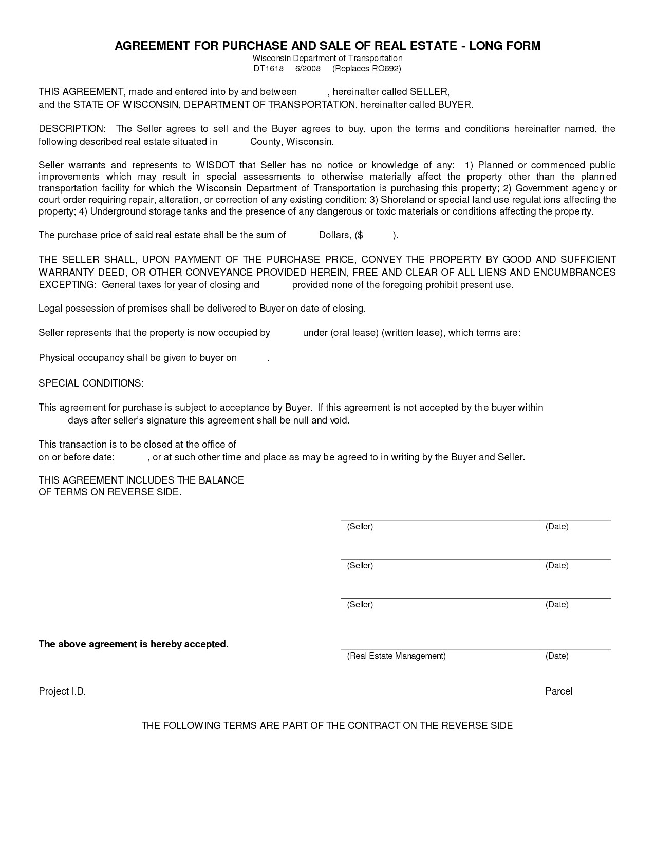 Simple Land Purchase Agreement Form