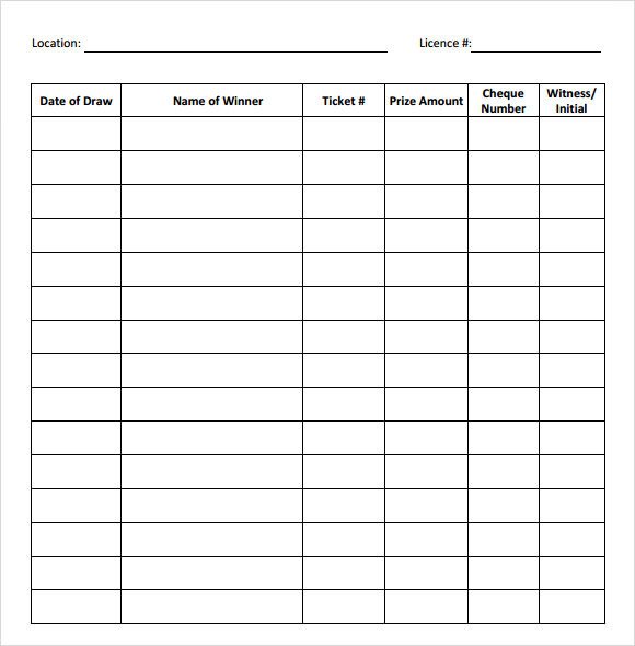 Sample Raffle Sheet 5 Examples Format